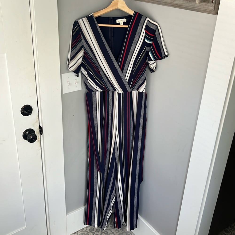 Monteau wrap top short sleeve jumpsuit